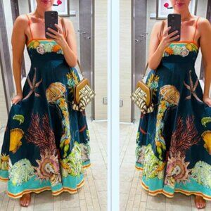 Alemais Dorian Blue Jellyfish Mid-Length Sundress